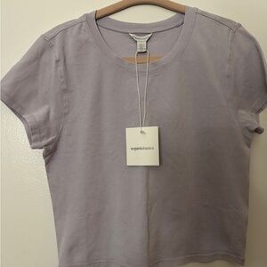 Organic Basics Lavender Crop Crewneck Tee